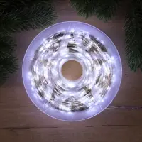 Гирлянда &laquo;Нить&raquo; 200 м роса, IP44, серебристая нить, 2000 LED, свечение белое, 36 В