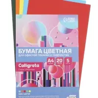 Бумага цветная Calligrata Интенсив, А4, 20 листов, 5 цветов, 80 г/м&sup2;, МИКС