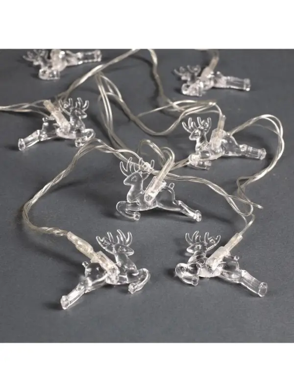Гирлянда &laquo;Нить&raquo; 5 м с насадками &laquo;Олени&raquo;, IP20, прозрачная нить, 20 LED, свечение мульти (RG/RB), мигание, 220 В