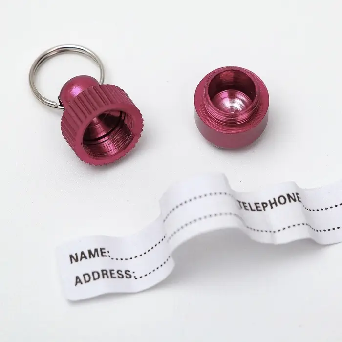 Адресник-капсула под записку &laquo;Бочонок&raquo;, 1.1&times;2.3 см, металл, красный