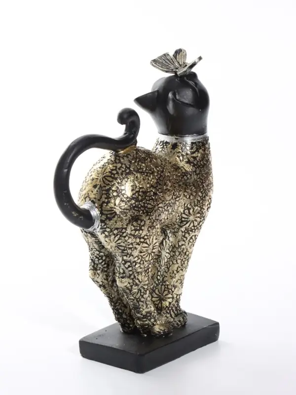Фигурка полистоун &laquo;Чёрная кошка с бабочкой на носу&raquo;, 16&times;6&times;21.5 см