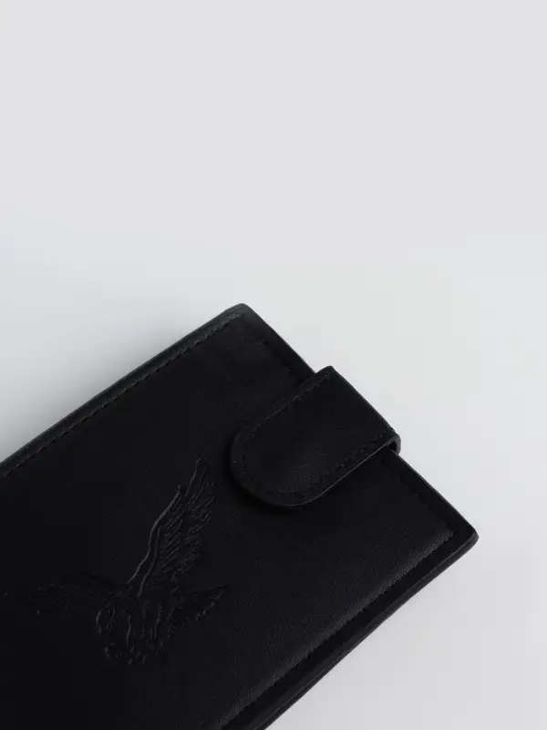 Портмоне мужское &laquo;Орёл&raquo;, на кнопке, отдел для карт, монет, чёрное