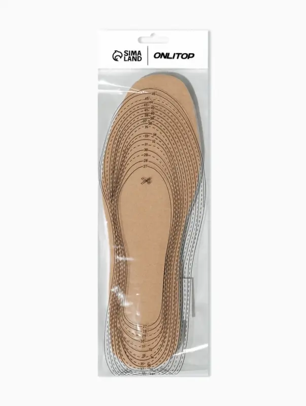 Стельки для обуви, утеплённые, универсальные, р-р RU до 43 (р-р Пр-ля до 45), 27.5 см, пара, коричневые