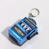 Брелок для ключей &laquo;Игровой автомат - казино&raquo;, синий, крутится барабан, 2.7&times;3.4&times;5 см