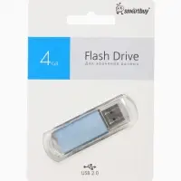 Флешка Smartbuy V-Cut, 4 ГБ, USB 2.0, чтение до 25 Мб/с, запись до 15 Мб/с, синяя