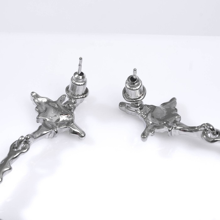 Серьги под натуральный камень «Звёзды» четырёхконечные с камнем, цвет голубой в серебре Серьги под натуральный камень «Звёзды» четырёхконечные с камнем, цвет голубой в серебре