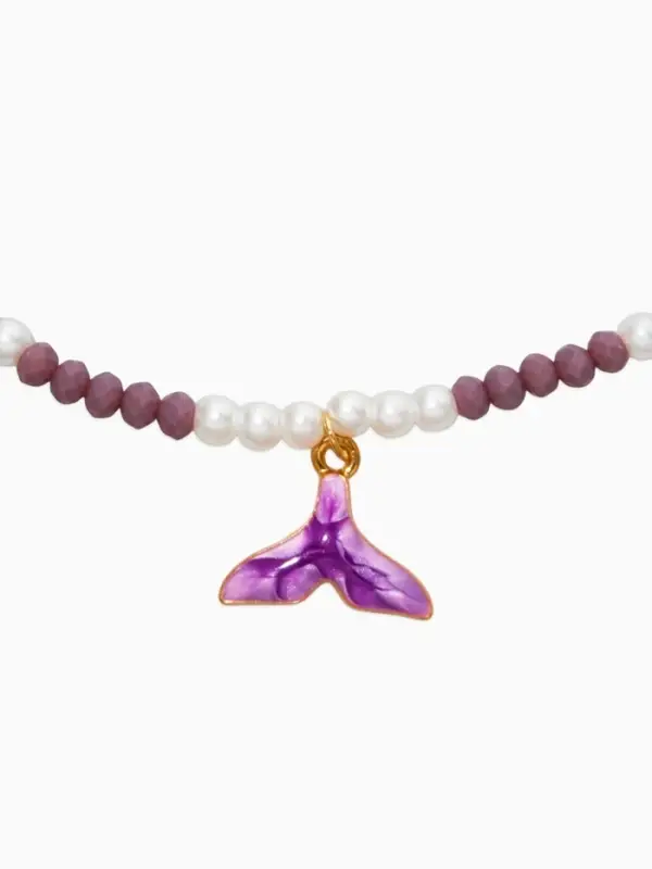 Чокер "Морской мир" хвост русалки с жемчугом, цвет фиолетово-белый в золоте