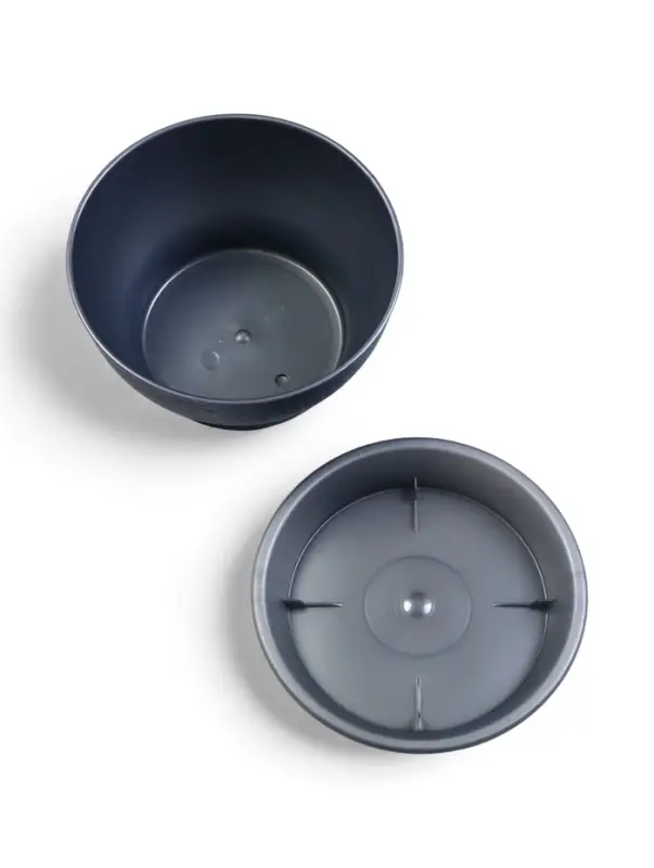 Горшок для цветов с поддоном 0,8 л d14 см h8 см "Фиалочка" серый