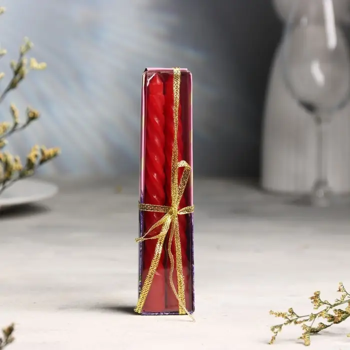 Набор свечей витых, 1.5×15 см, 2 штуки, аромат лаванда Набор свечей витых, 1.5×15 см, 2 штуки, аромат лаванда