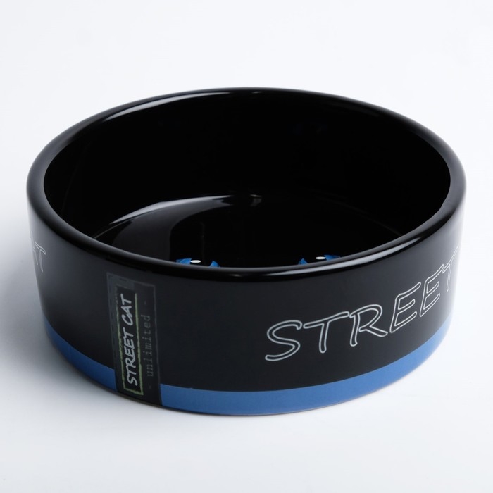 Миска керамическая Миска керамическая "Черный кот" 300 мл 12,5 х 4,5 см, черно-синяя