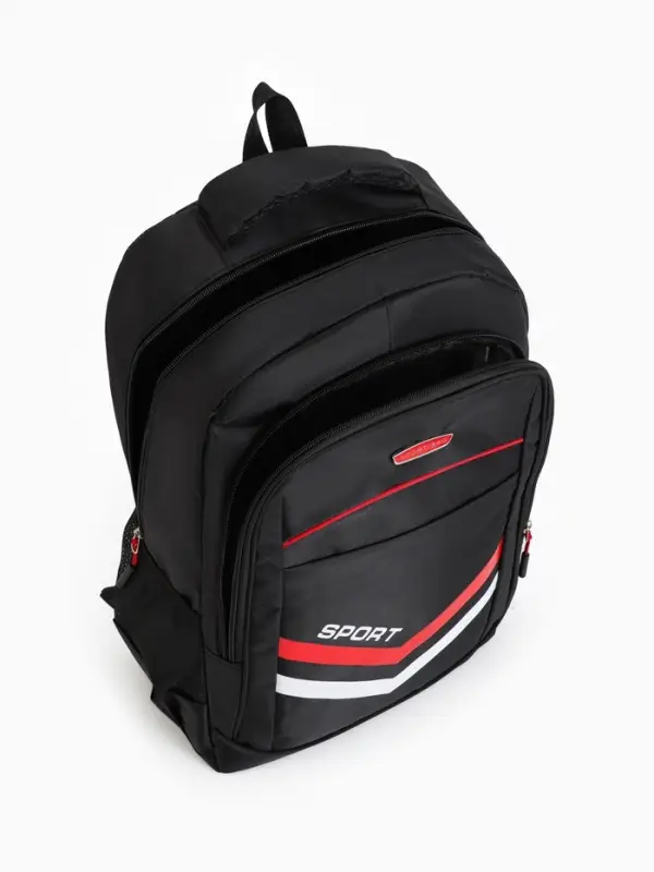 Рюкзак на молнии, 4 кармана, дышащая спинка, 30.5&times;14.5&times;47.5 см, чёрный