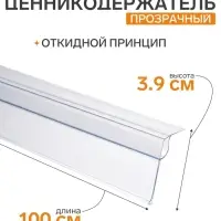 Ценникодержатель для крепления на стеклянные полки, 100&times;4&times;3.9 см, прозрачный