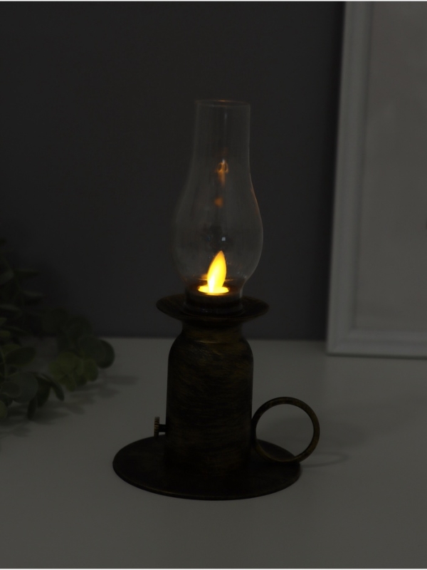 Ночник  Ночник "Лампа" LED 3xLR44 (эф. живого пламени) бронза 11х11х22см