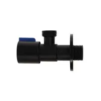 Кран угловой ZEIN engr, 1/2" &times; 1/2", кран-букса латунь/керамика, нерж. сталь, черный/синий