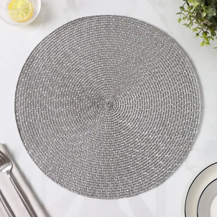 Набор салфеток сервировочных на стол Доляна &laquo;Рэй&raquo;, 4 шт., d=38 см, тёмно-серый