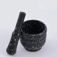 Ступка с пестиком &laquo;Чёрный камень&raquo;, 250 мл, 9&times;10 см, пластик, чёрная