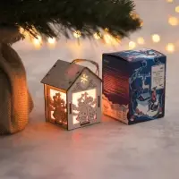 Ёлочная игрушка &laquo;Домик с колокольчиками&raquo;, 8&times;5&times;6 см, 1 LED, от батареек, свечение тёплое белое