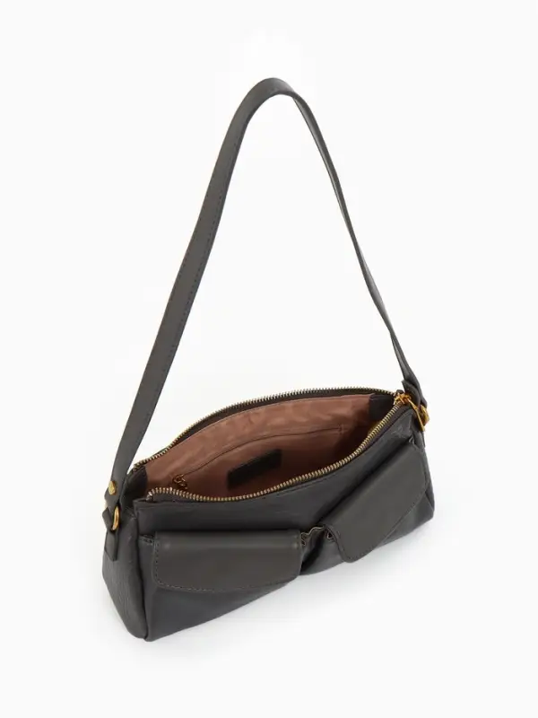 Сумка женская багет TEXTURA на молнии, 27&times;8&times;13 см, тёмно-серая