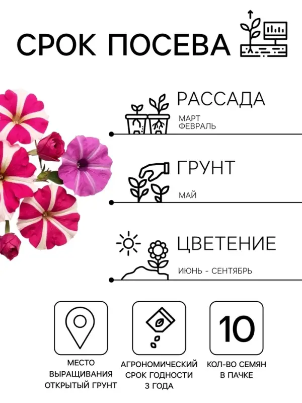 Семена цветов Петуния грандифлора &laquo;Галактика&raquo;, розовая, F1, 10 шт., &laquo;ПОИСК&raquo;