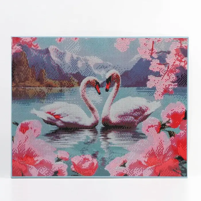 Алмазная вышивка полное заполнение "Лебеди", на раме, 40*50 см