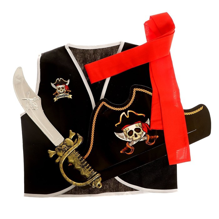 Карнавальный костюм «Полундра», жилетка, шляпа, пояс, меч Карнавальный костюм «Полундра», жилетка, шляпа, пояс, меч