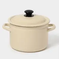 Кастрюля эмалированная, 4 л, d=21.3 см, с крышкой, цвет слоновой кости