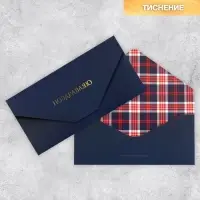 Конверт подарочный «Клетка», софт тач, тиснение, 19 х 9 см