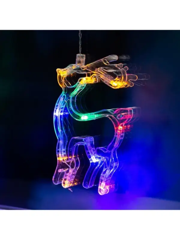 Гирлянда &laquo;Бахрома&raquo; 2.4&times;0.9 м с насадками &laquo;Олень&raquo;, IP20, прозрачная нить, 138 LED, свечение мульти, 8 режимов, 220 В