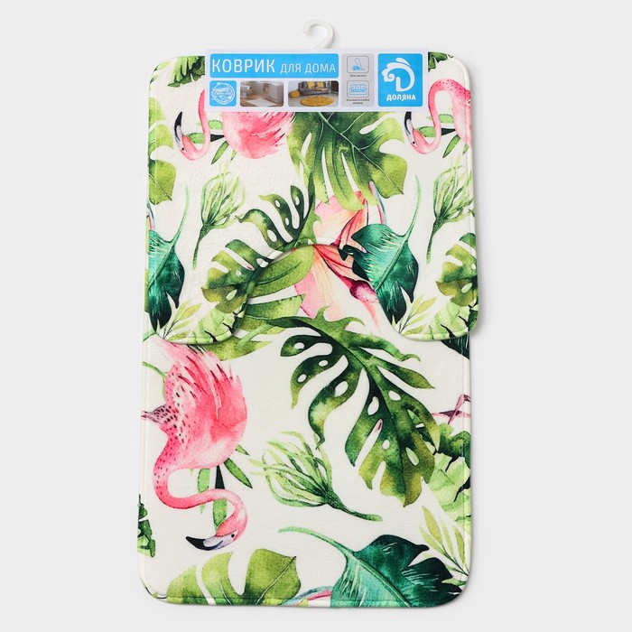 Коврики для ванной и туалета Доляна «Фламинго», 2 шт: 40×43 см, 43×73 см