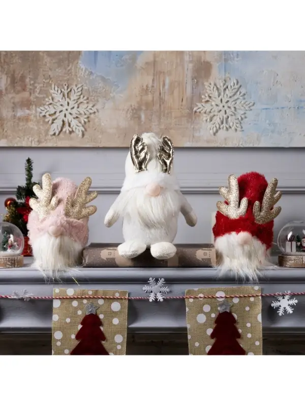 Светодиодная фигура &laquo;Гном красный&raquo; 12&times;19&times;12 см, текстиль, от батареек AG10&times;3, свечение тёплое белое