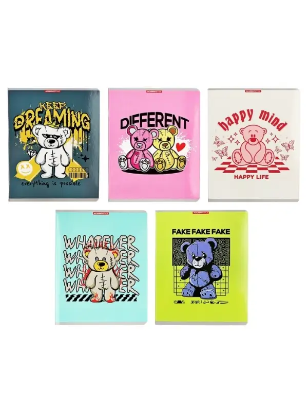 Тетрадь 48 листов, в клетку «Не плюшевые», мелованный картон, МИКС Тетрадь 48 листов, в клетку «Не плюшевые», мелованный картон, МИКС