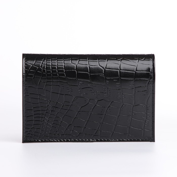 Обложка для паспорта, тиснение, крокодил, цвет чёрный Обложка для паспорта, тиснение, крокодил, цвет чёрный