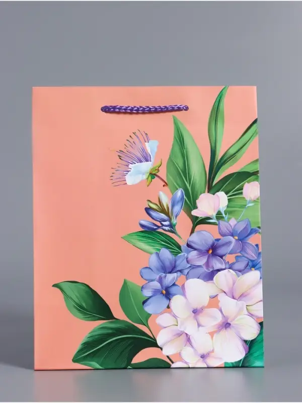 Пакет подарочный ламинированный &laquo;Цветы эмоций&raquo;, персиковый, 18&times;22.3&times;10 см