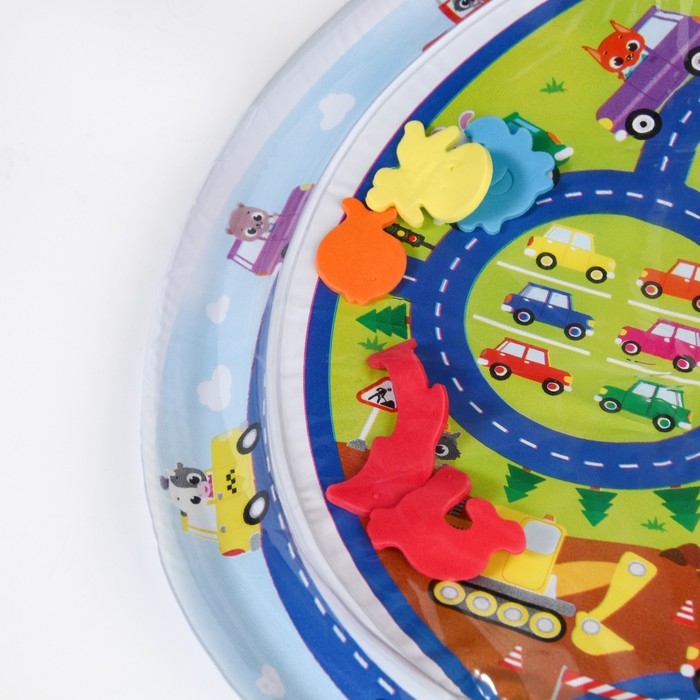 Акваковрик надувной развивающий водный коврик «Транспорт», 65x65 см, Крошка Я Акваковрик надувной развивающий водный коврик «Транспорт», 65x65 см, Крошка Я