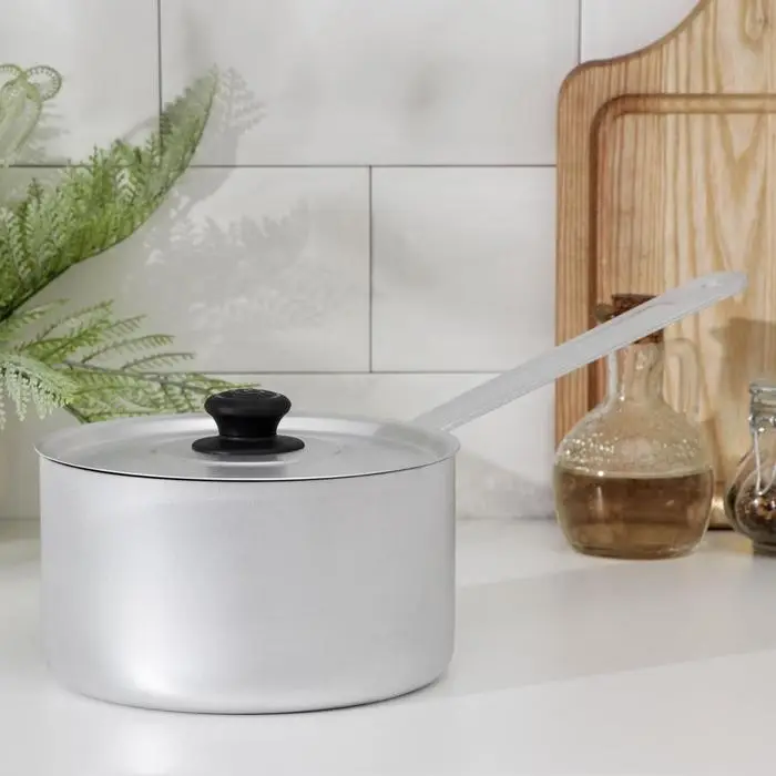 Ковш, 1.8 л, с крышкой, штампованный алюминий, серебристый