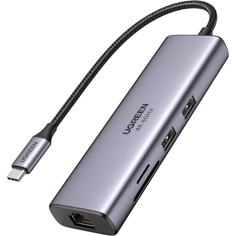Разветвитель USB Ugreen CM512 (60515) USB-C Multifunction. Серый космос
