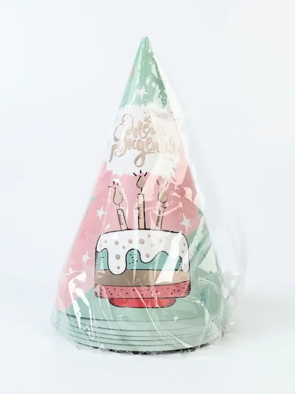 Набор колпаков праздничных «С Днём рождени», 6 шт Набор колпаков праздничных «С Днём рождени», 6 шт