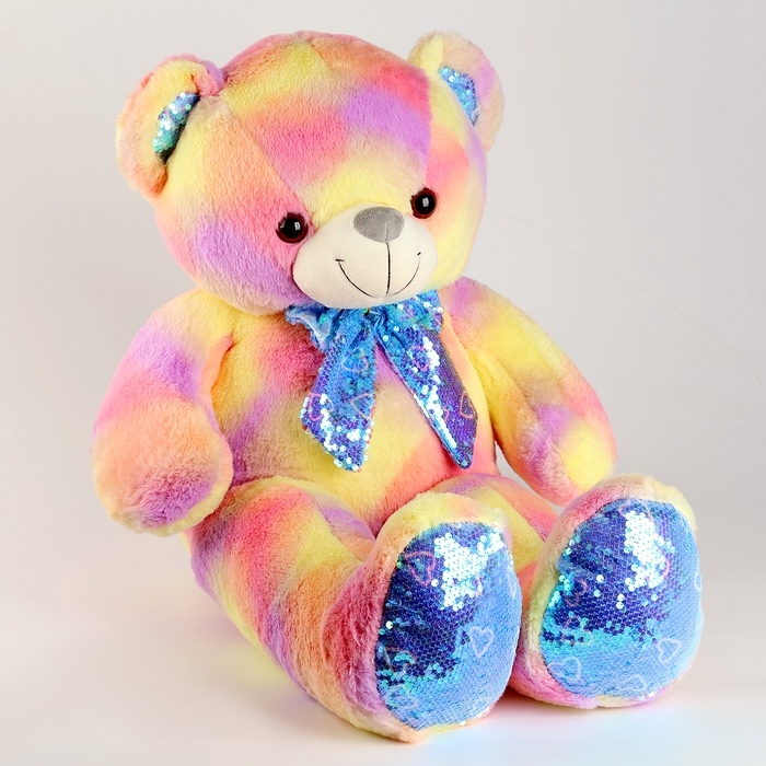 Мягкая игрушка «Мишка», с паетками, 80 см, цвет жёлтый