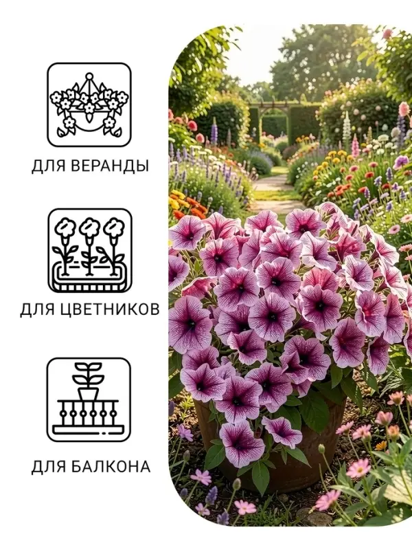 Семена цветов Петуния ампельная опера &laquo;Парпл Вейн&raquo;, 5 шт., &laquo;ПОИСК&raquo;