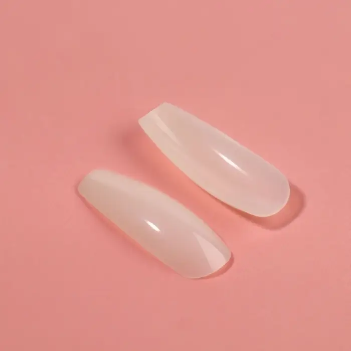 Типсы для наращивания ногтей, 100 шт., форма балерина, полное покрытие, в контейнере, молочные