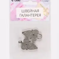Декоративная застёжка, 6&times;2 см, цвет серебряный