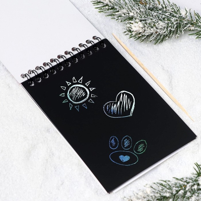 Блокнот - гравюра на новый год «Подарки», 10 листов, лист наклеек