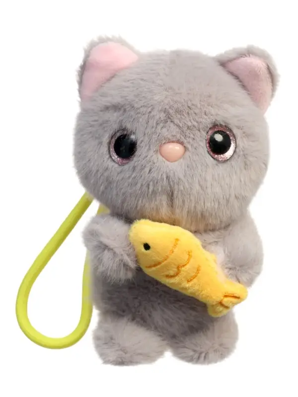Мягкая игрушка "Котик с рыбкой", 13 см, МИКС
