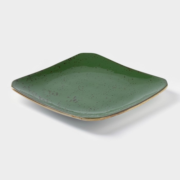 Тарелка керамическая квадратная «Созвездие», d=20 см, цвет зелёный Тарелка керамическая квадратная «Созвездие», d=20 см, цвет зелёный