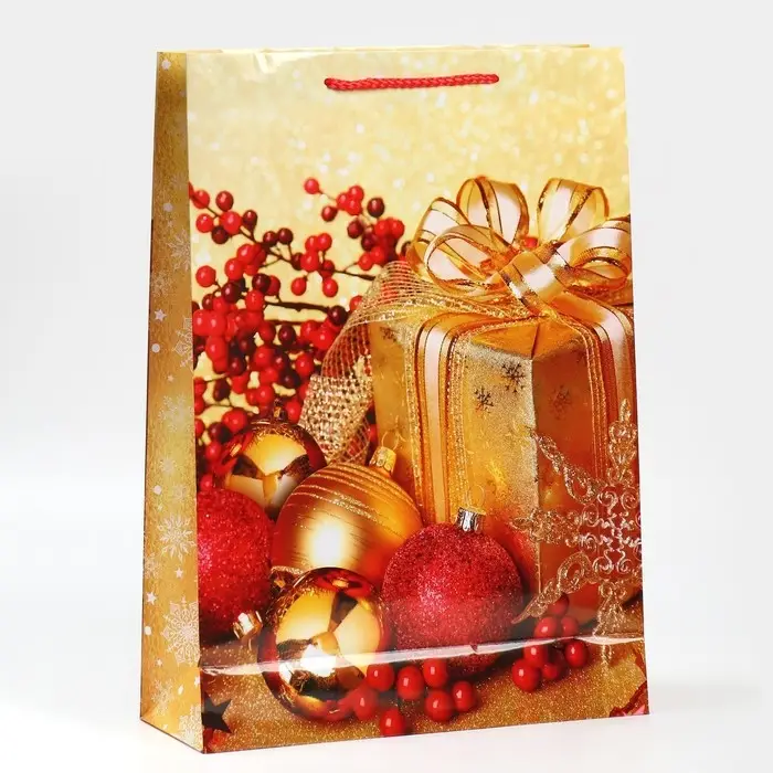 Пакет подарочный новогодний ламинированный «Поздравляю», L 28 х 38 х 9 см Пакет подарочный новогодний ламинированный «Поздравляю», L 28 х 38 х 9 см
