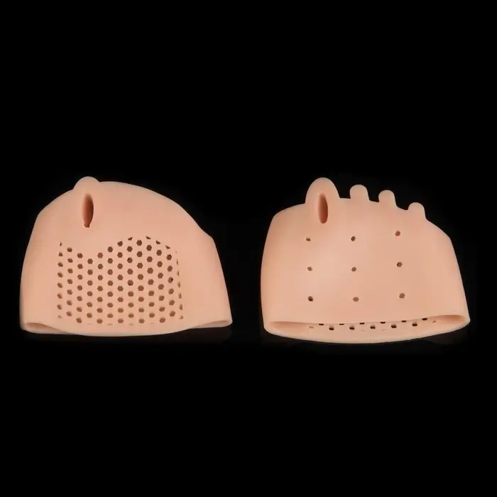 Корректоры - разделители для пальцев ног, на манжете, дышащие, 4 разделителя, силиконовые, 8&times;7 см, пара, бежевые