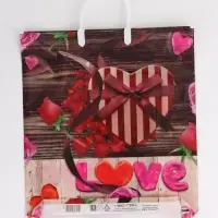 Пакет "С любовью, полиэтиленовый с вырубной ручкой, пласт. 38х44 см, 90 мкм Пакет "С любовью, полиэтиленовый с вырубной ручкой, пласт. 38х44 см, 90 мкм