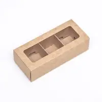 Коробка с обечайкой с окном &laquo;под 3 конфеты&raquo; 13&times;5&times;3.3 см, крафт