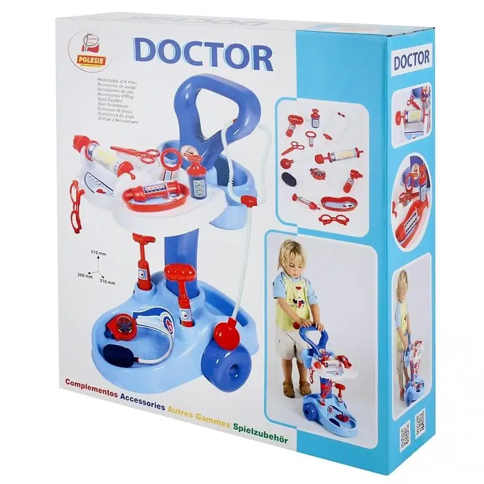 Игровой набор &laquo;Доктор&raquo;, тележка на колёсиках, 12 предметов