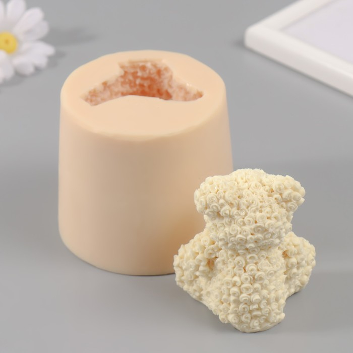 Молд силиконовый "Мишка из роз" 7,х5,3х8 см МИКС